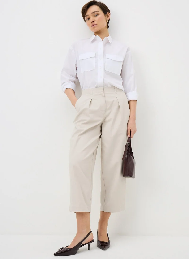 ماتلان Taupe Culotte Barrel Trousers